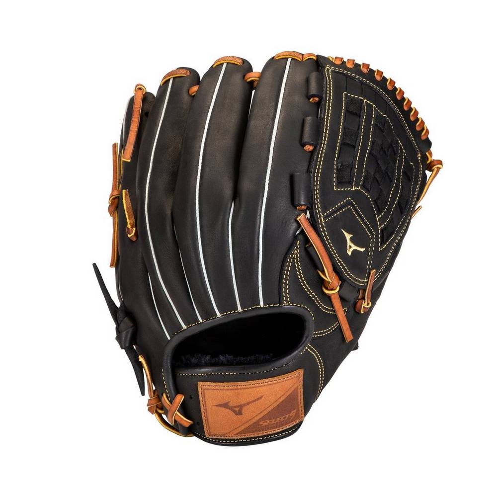 Luva Baseball Mizuno Select 9 Pitcher 12" - Homem - Pretas/Marrom - APGCD9738